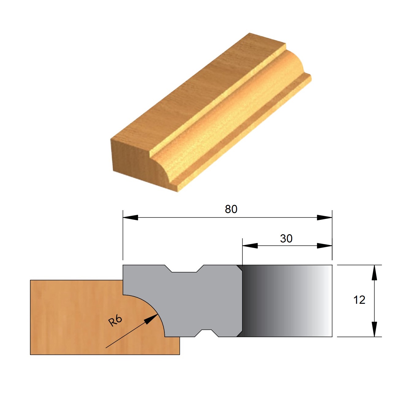 Fresa para Moldura de Aço Ø80 x 12 x 30 - Cód. 2402.02